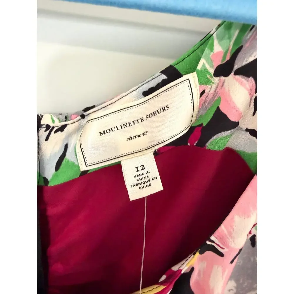 MOULINETTE SOEURS x ANTHROPOLOGIE Akebia Floral Tiered Silk Dress